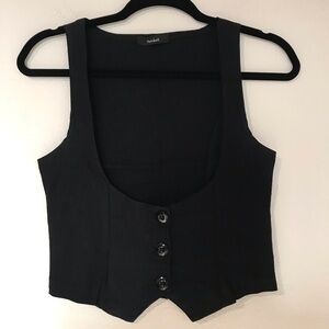 Y2k Black Button-Front Vest